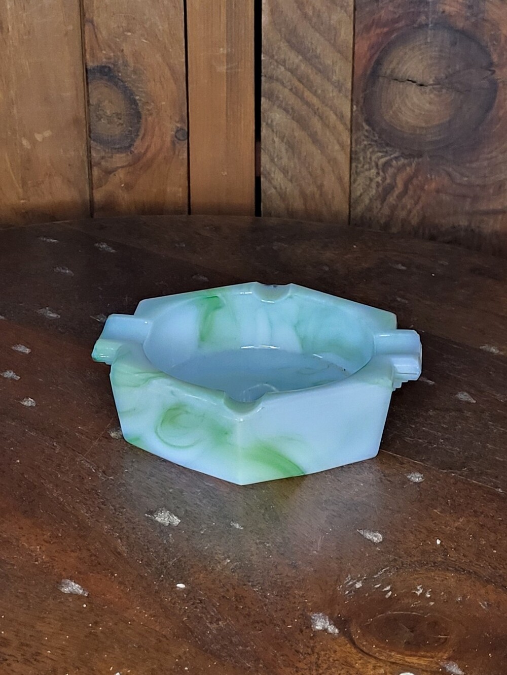 Green Swirl Glass Ashtray